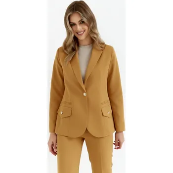 Dámské sako Blazer s dvojitými klopovými kapsami K141 Barva: Hnědá, Velikost: 2XL
