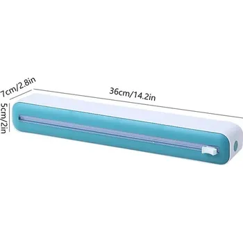 Úložný box Úložný box s řezačkou na potravinovou fólii - Světle modrá