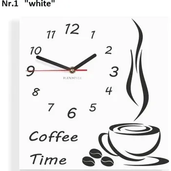 Hodiny Kuchyňské nástěnné hodiny Coffee Time Bílá