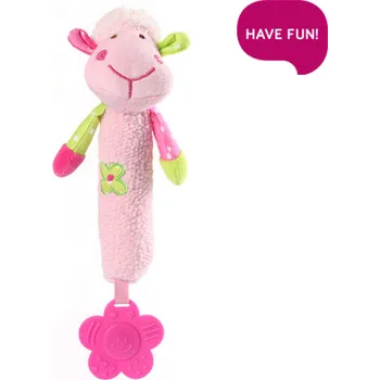 plyšák BabyOno Plyšová hračka s pískátkem a kousátkem Sweet Lambie - růžová