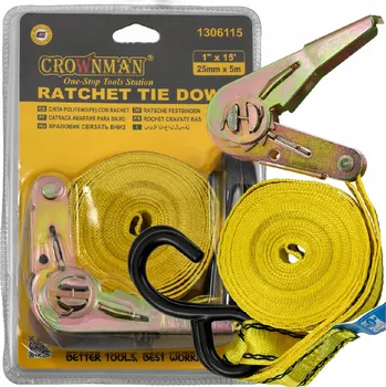 Upínací popruh CROWNMAN Upínací ráčnový pás 5 m - 25mm CM-1306115
