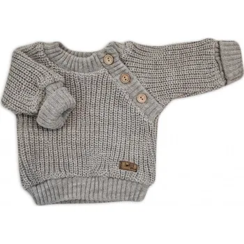 Pletený svetřík pro miminko s knoflíčky Lovely, tm. šedý, 80/86