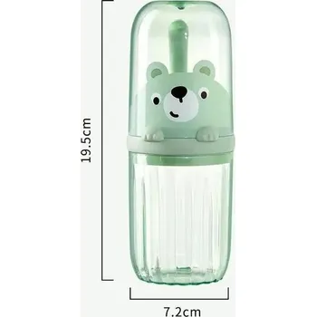 dětská jídelní sada Cestovní dětský kelímek na kartáček a pastu | dětský set 3 ks - zelený