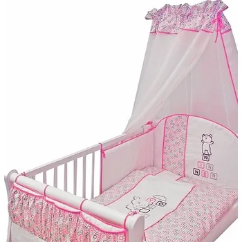 Povlečení Ty i My Mantinel s povlečením Medvídek kostička - růžový