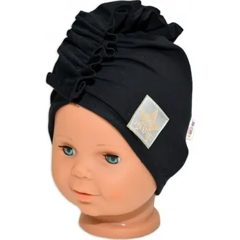 Dětská móda Baby Nellys Jarní/podzimní bavlněná čepice - turban, černá, 44-48 cm, vel. 80/86
