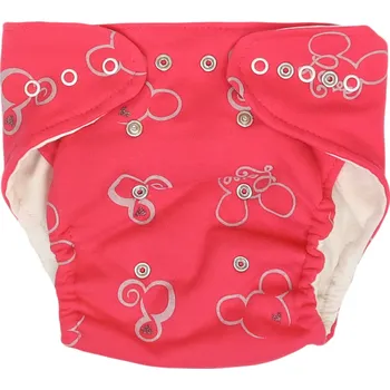 Plenkové kalhoty Mamatti Látková plenka EKO sada - kalhotky + 2 x plenka, Myška, vel. 5 - 14 kg, červená