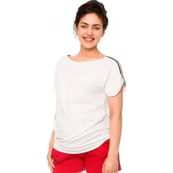 Těhotenská móda Be MaaMaa Těhotenské triko Lia - bílé, vel. M