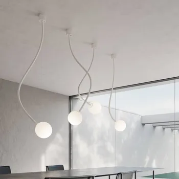 Stropní svítidlo Karman Moony, bílé, Ø 15 cm, výška 140 cm, sklo - Stříška - Ø 7 cm, výška 5,6 cm bílá 1 x 7 W LED - Doprava zdarma