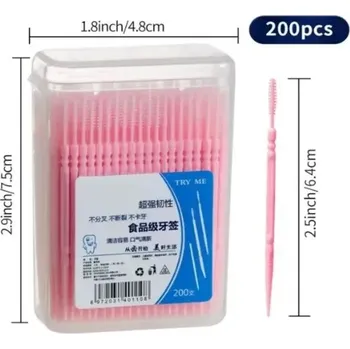 Mezizubní kartáček Mezizubní kartáčky pro dokonalé čištění | mezizubní kartáčky, dentální pomůcky 200 ks - růžový