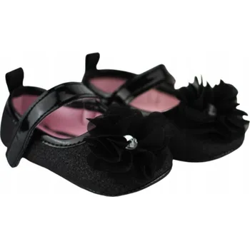 Capáčky Kojenecké capáčky/botičky s kytičkou, brokát/černé, Baby Nellys