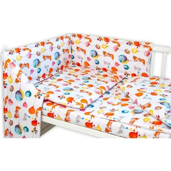 mantinel do postýlky Baby Nellys 3-dílná sada Mantinel s povlečením - Liška a balónky, bílá