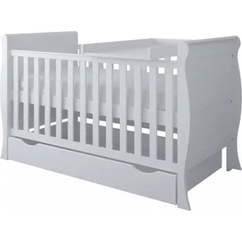 Dětská postýlka Postýlka 140/70 cm Francesca - bílá - 3v1 se šuplíkem