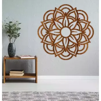 Obraz Dřevěná mandala na zeď KVĚTINA - 20x20 cm