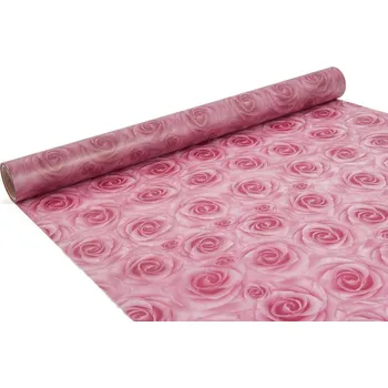 Mléčná fólie s růžemi 50 cm Vínově červená