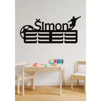 věšák na medaile Dřevěný věšák na medaile Fotbal - Perfektní dárek pro fotbalisty - 30x13 cm