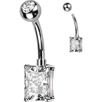 Piercing Šperky4U Piercing do pupíku s obdélným kamenem, barva: čirá - TB006-C