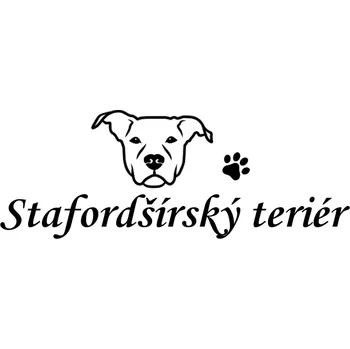 Nášivka Nažehlovací nápis Stafordšírský teriér Vzor: 1, Potisk: černá, Motiv: tlapka