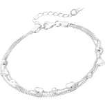 Stříbrný trojitý náramek se srdíčky Délka řetízku: 15 - 18 cm