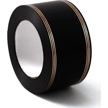 Stuha Stuha 6 cm, zlatý proužek Černá