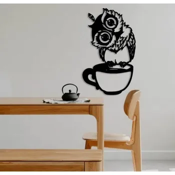 Dřevěná sova dekorace na zeď - 40x24 cm