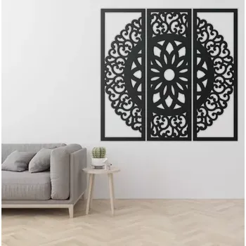 Samolepící dekorace Dřevěná mandala na zeď VÍCEDÍLNÁ - 50x50 cm