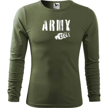 Pánské tričko DOBRÝ TRIKO Pánské triko s potiskem Army style Velikost: L, Barva: Khaki