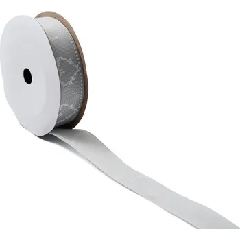 Stuha Rypsová stuha se srdíčky 25 mm Šedá