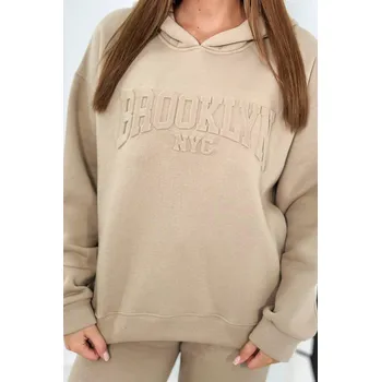 Izolovaná bavlněná souprava, mikina + kalhotami Brooklyn světle béžová UNI
