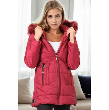 Z6668 DEWBERRY WOMEN'S COAT-BURGUNDY-1 dewberry fuchsiová 3068048