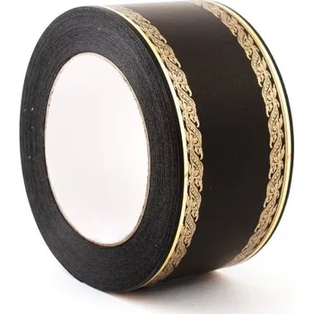 Stuha Smuteční stuha s ornamentem 6 cm Černá