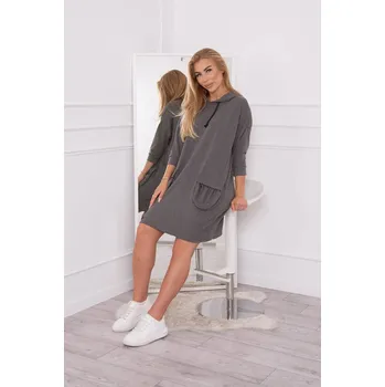 Dámské šaty Šaty s kapucí v grafitové barvě UNI
