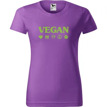 DOBRÝ TRIKO Dámské tričko s potiskem Vegan symboly Barva: Fialová, Velikost: S