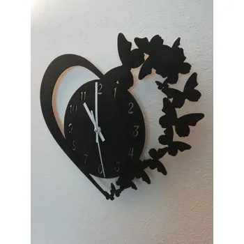 Hodiny Nástěnné hodiny do obýváku SRDCE - (Černá)