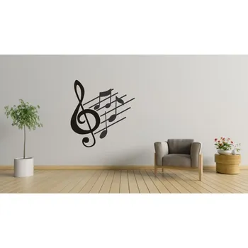 Dřevěné noty na zeď - hudební dekorace - 30x31 cm