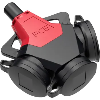 Elektrická zásuvka PC Electric 243711-src5 3násobná zásuvka guma s napěťovou referencí 250 V červená IP54