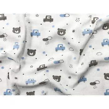 látková plena Dětské látkové pleny s potiskem 70x70 Méďa a auto (5ks)