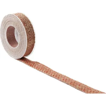 Stuha Jutová stuha s barevnou nití 25 mm Červená