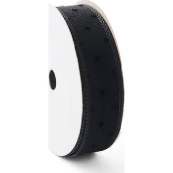 Stuha Monofilová stuha s puntíky 25 mm Černá