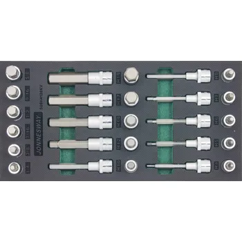 Gola sada Modul pěnový - zástrčné hlavice Imbus 1/2", metrické a palcové, 26 ks JONNESWAY S09H4126KV