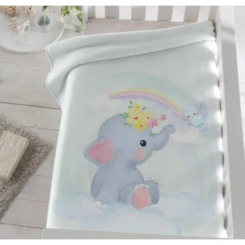 Dětská deka Dětská španělská deka Piel 80 x 110 cm - Sloník s duhou, PIEL S.A.