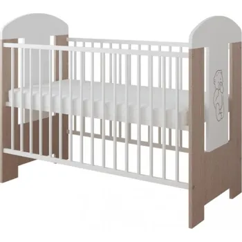 Dětská postýlka Postýlka 120/60 cm Gloria - bílá/ dub Medvěd
