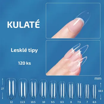 Umělé nehty Koskoe Kulaté - lesklé tipy na nehty; 120 ks