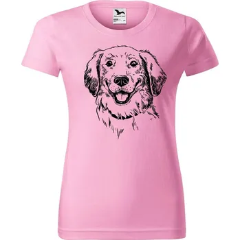 DOBRÝ TRIKO Dámské tričko s potiskem Retrívr Barva: Růžová, Velikost: 3XL