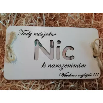 Dekohra.eu - Dřevěná obálka NIC k narozeninám