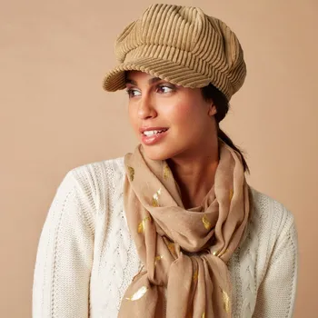 Kšiltovka Manšestrový baret s kšiltem béžová