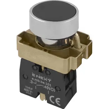 Elektroinstalační krabice Černé ploché tlačítko bez podsvícení, bez zámku, 1NO, e.mb.ba21