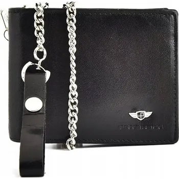 Peněženka Černá peněženka z přírodní kůže s řetízkem