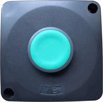 Elektroinstalační krabice Ovládací krabička 1 NO zelené ploché tlačítko, plast