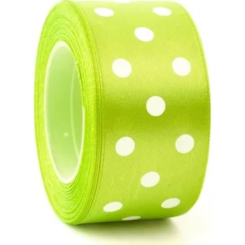 Stuha Saténová stuha s puntíky 38 mm Zelená