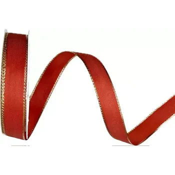 Stuha Stuha taftová BASIC COLORE červená 15mm x 4m (5,- Kč/m) (Stuha taftová červená, zlatý okraj)